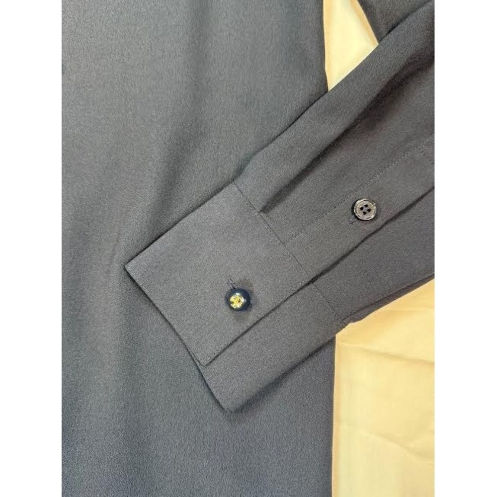 Tory Burch Women's Jane Dress Navy Blue 0 Long Sleeves Ruffled Shirtdress $425 - Picture 4 of 11